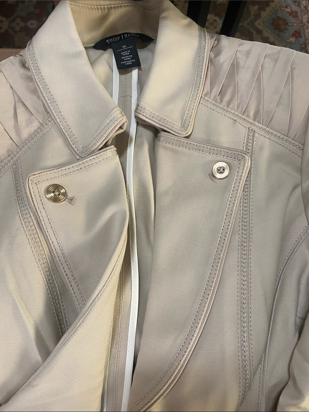 White House Black Market Beige Belted jacket - Picture 4 of 4